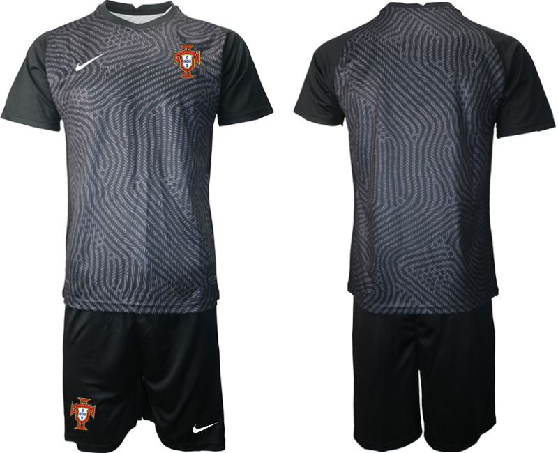 Men 2021 European Cup Portugal black goalkeeper Soccer Jerseys
